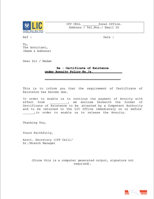 India certificate of existence Word and PDF template